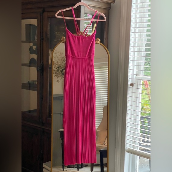 NWT Cult Gaia Elfreda Cut Out Ribbed Sexy MIDI Dress Dragonfruit Pink Fuchsia - Picture 8 of 10